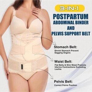 Postpartum Abdominal Binder and Pelvis Support Belt - Beige large 3 in 1 adjust